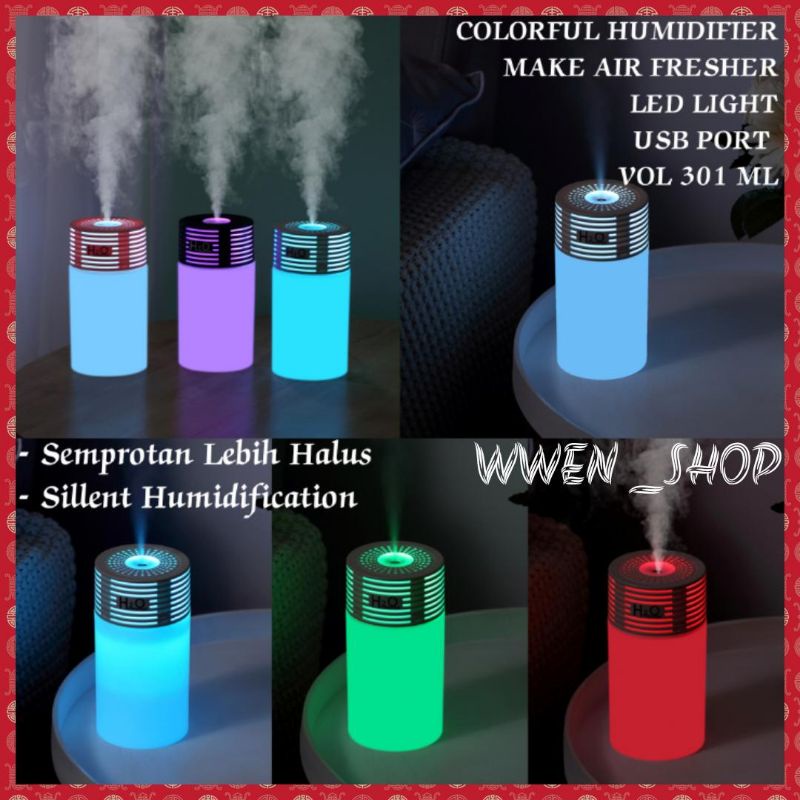Humidifier Diffuser 301 ML Colorful LED Light USB Pengharum Pewangi Ruangan Aromatherapy Purifier Diffuser Portable Mini USB Aroma Warna-warni Diffuser Pendingin Ruangan Pewangi Ruangan Parfum Pengharum Ruangan Humidifier