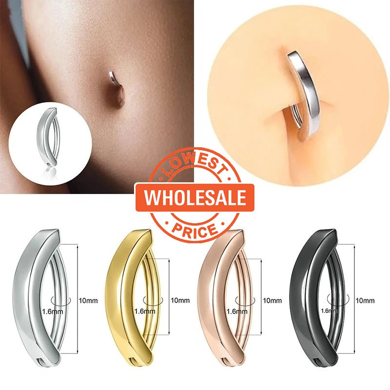 [Harga Grosir] Halus Stainless Steel Belly Button Rings Fashion Pusar Kuku Sederhana Geometris Pusar Belly Nail Gadis Trendi Perhiasan Aksesoris Tubuh Perut Bar Tindik Perhiasan