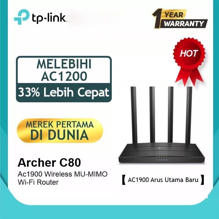 TP-Link Archer C80 AC1900 WiFi Router Dual Band Mu-Mimo Garansi Resmi