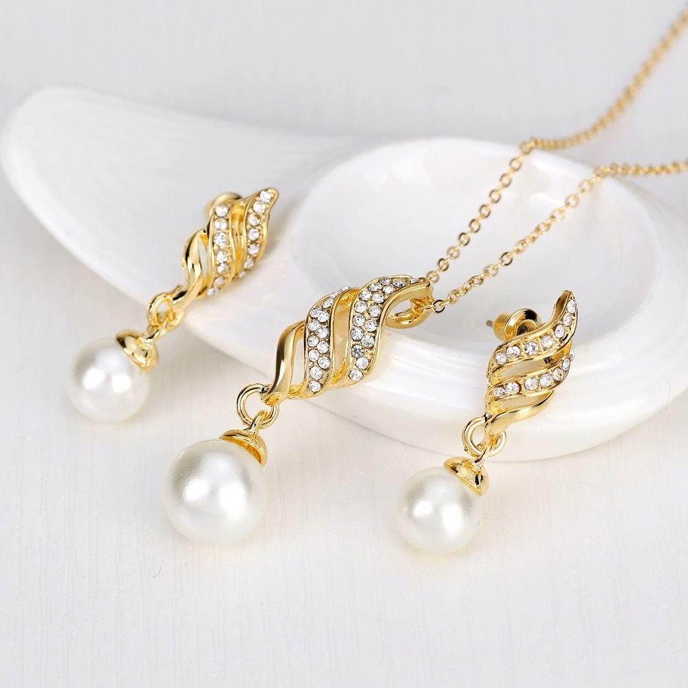 Mxbeauty Korea Style Liontin Aesthetic Pernikahan Emas Elegan Kepribadian Indah Klasik Alloy Vintage Berlian Imitasi Set Perhiasan