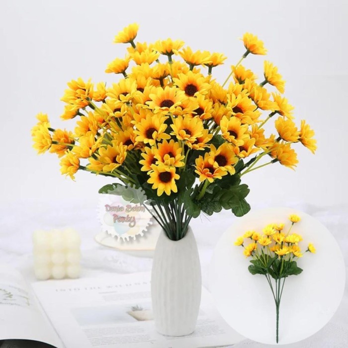 Bunga Matahari / Artificial Sunflower / Bunga Plastik ( 2 Tangkai )
