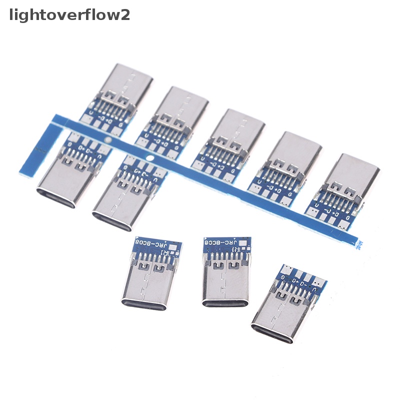 [lightoverflow2] 10pcs Konektor USB 3.1 Tipe C 14pin Female Socket Wadah Melalui Lubang [ID]