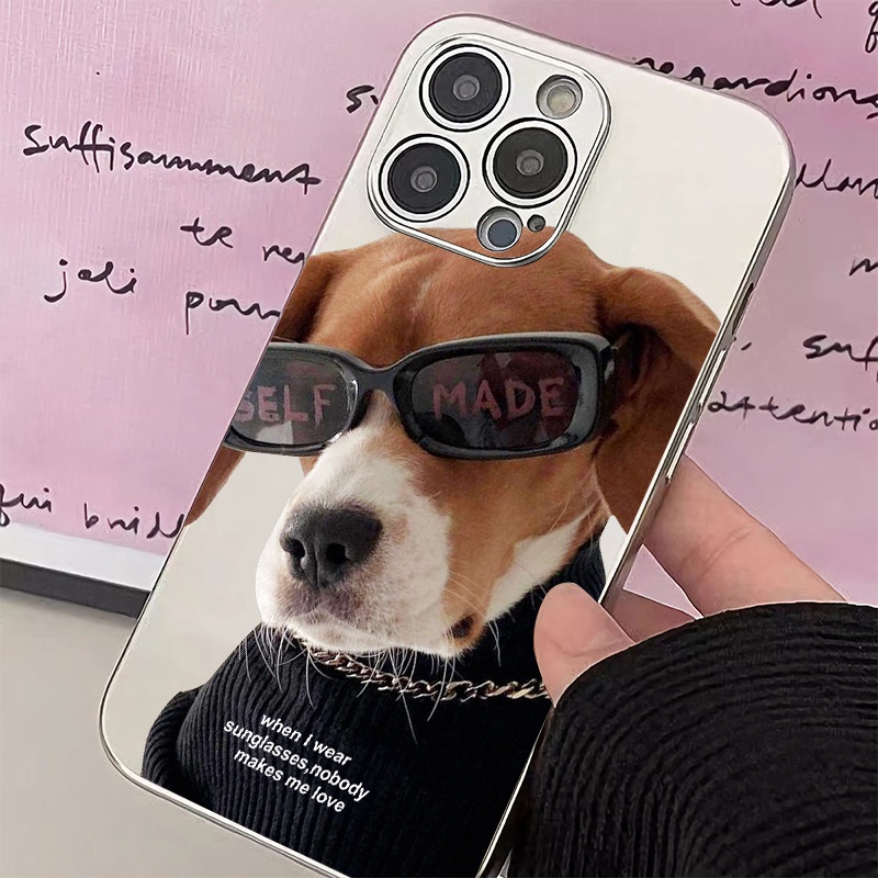 IPHONE Soft Electroplate Phone Case Kompatibel Untuk Iphone11 14 13 12 Pro XS Max XR X8 7 6S Plus Kacamata Hitam Mini Casing Kucing TPU Silikon Shockproof Cover