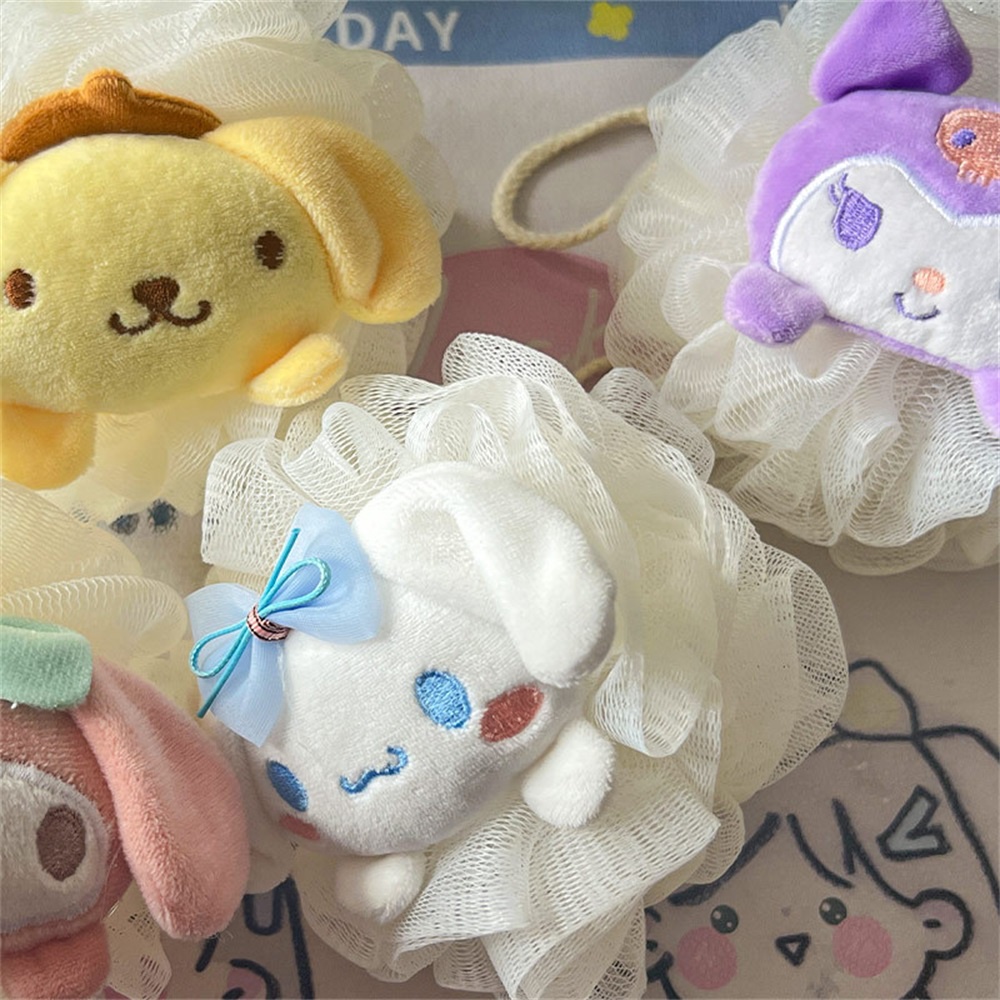 Loofah Mandi Yu Gui Dog Sanrio Lembut Dan Lucu Dengan Busa Yang Kaya Dan Scrubber Punggung Untuk Kamar Mandi