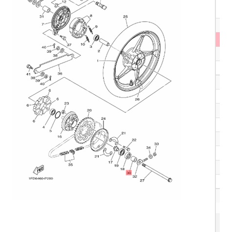 COLLAR WHEEL BOSH RODA BELAKANG KIRI LUAR VEGA ZR RR FORCE FI ORIGINAL YGP 5D9-F5383-00