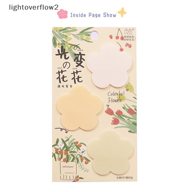 [lightoverflow2] 75lembar Transparan PET Sticky Note Berubah Warna Stiker Bunga Tahan Air Sticky Note Untuk Siswa Sekolah Alat Tulis Kantor [ID]