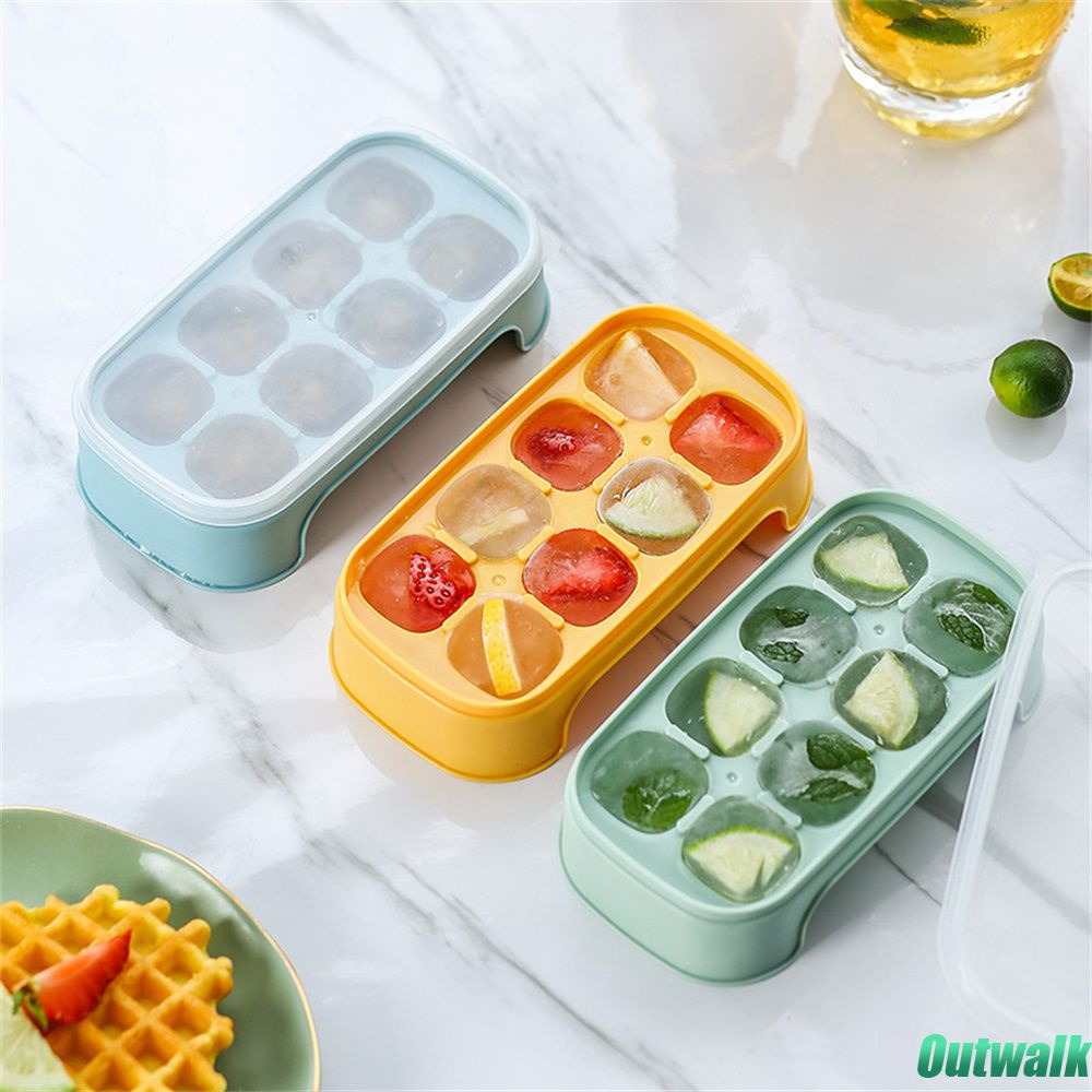 ღ Cetakan Es Batu, Pembuat Es Batu Beku, Nampan Es Batu Dapat Ditumpuk, Kotak Es Krim Es Batu Buatan Rumah Tangga, Kotak Es Beku Cepat Kecil