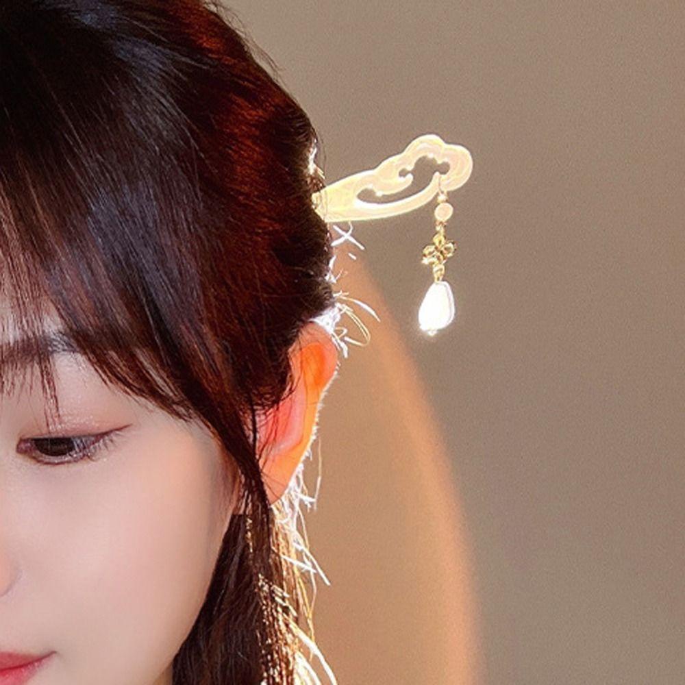 Fishstick Wanita Rambut Stik Elegan Vintage Simple Mutiara Korea Hair Clip Untuk Perempuan Gaya Kuno Dikepang Jepit Rambut Chinese Hair Fork