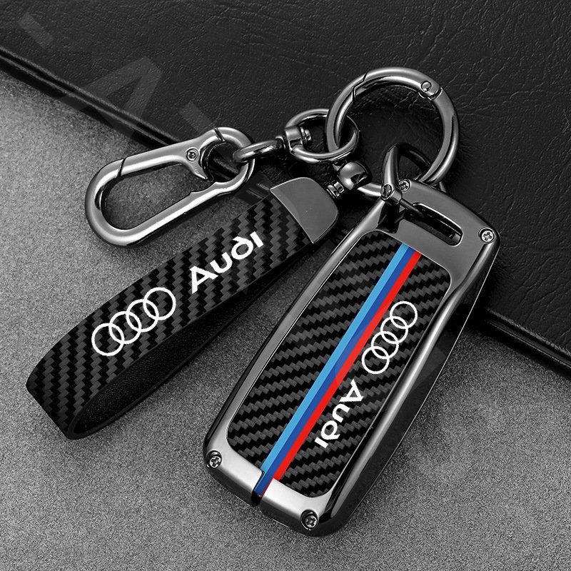 Audi Zinc Alloy Bungkus Penuh Case Kunci Mobil Cover Serat Karbon Kulit Smart Key Protector Untuk A3 8l A1 Q5 TT mk2 A5 A4 B7 B8 B5 A6 C7 C6 Q7 Q3 Q2 E-tron