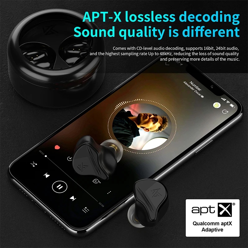 TWS KZ VXS HiFi APTX Bluetooth 5.2 Wireless Earphone Headset