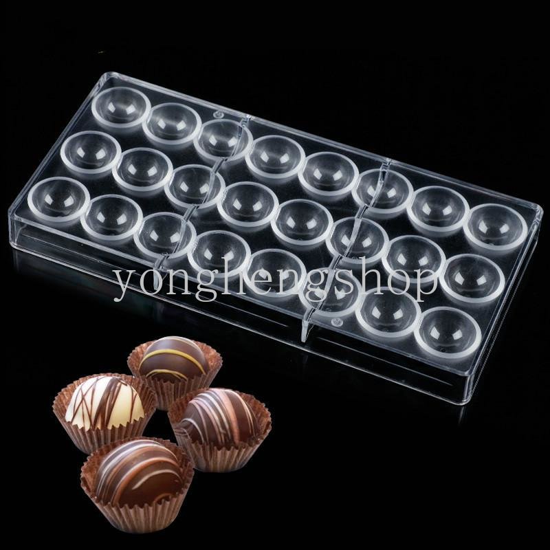 24kisi 3D Semi Sphere Polycarbonate Cetakan Coklat Kue Permen Mousse Cetakan Dapur DIY Baking Kembang Gula Bakery Pastry Tools