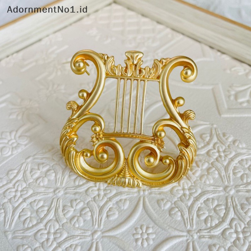 [AdornmentNo1] Vintage Golden Harp Brooch Jewelry Pin Jas Musik Untuk Cardigan Sweater Retro Barang Hadiah [ID]