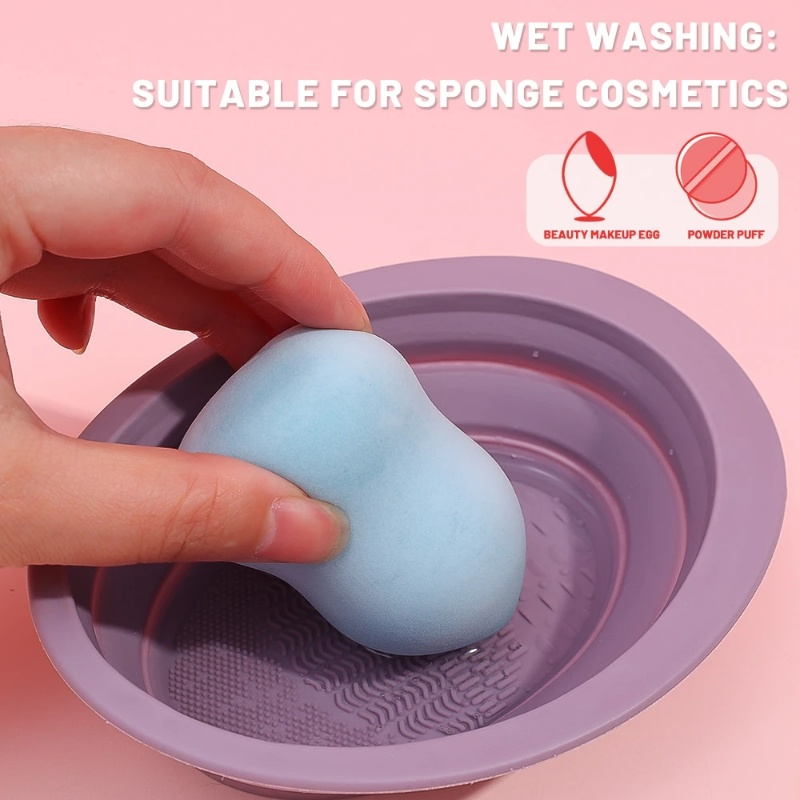 Sikat Lipat Silikon Bentuk Telinga Kelinci Cuci Mangkok/Reusable Beauty Egg Cleaning Pad/Brushes Makeup Scrubbe Board