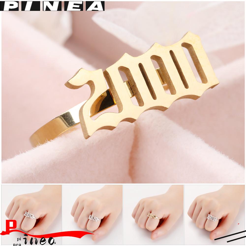 Cincin Tahun Nanas Wanita Gadis Perhiasan Ulang Tahun Anti Karat Fashion Tanggal Lahir Khusus