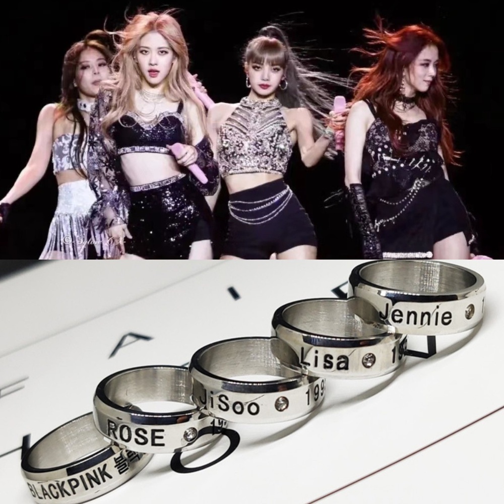 Baru Korea Sliver Riing Blackpink Peripheral Stainless Steel Sample Fashion Wanita Cincin Teman Perhiasan Hadiah Blackpink