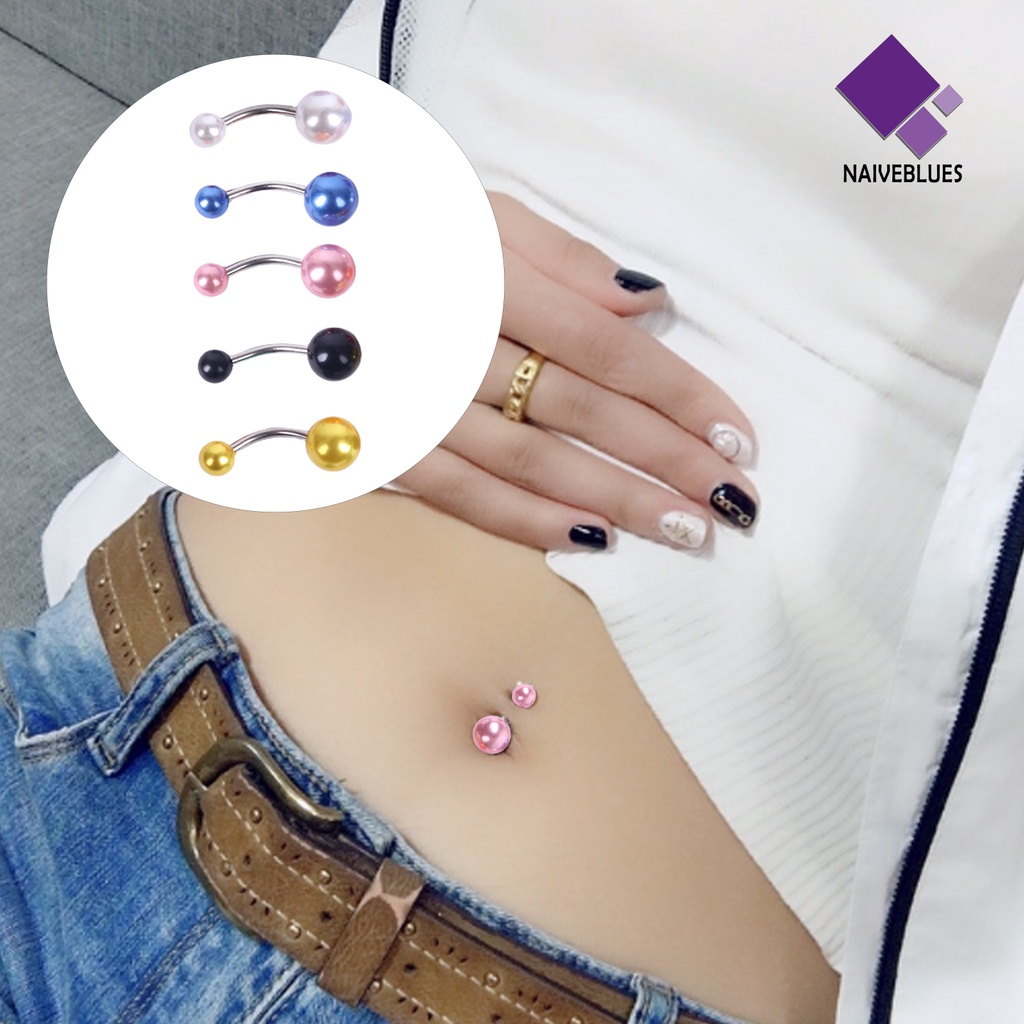 &lt; Naiveblues &gt; 10Pcs/Set Fashion Pendek Menawan Akrilik Manik-Manik Ganda Cincin Perut Pusar