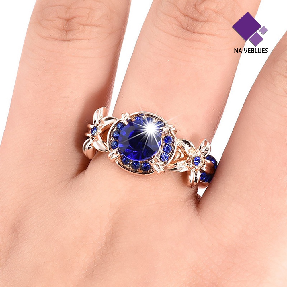 &lt; Naiveblues &gt; Wanita Buatan Retro Safir Ruby Berlian Imitasi Pernikahan Pertunangan Cincin