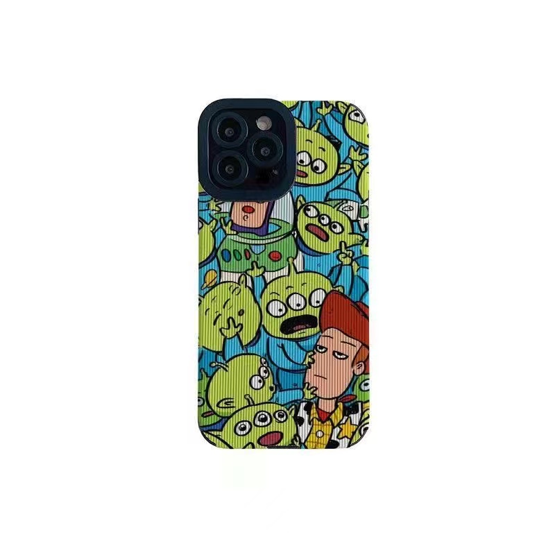 Cartoon Alien Monster Leather Soft Case for Samsung A21S A12 A50S A30S A20 A30 A32 A22S A52S A72 A10S A33 A53 A73 A13 A04S A23 A51 A71 A31 Black Phone Case for Women Girl