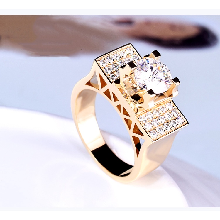 Goldkingdom Aksesoris Perhiasan Fashion Ready Stock Cincin Berlian Mosan 1karat Mahkota Royal Cincin Pria