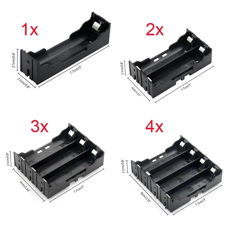 1per2 /2 /3 /4Slot Plastik ABS 3.7V 18650kotak Baterai Eksternal/Tempat Baterai Rakit Portabel DIY/Wadah Baterai Plug-in Serbaguna