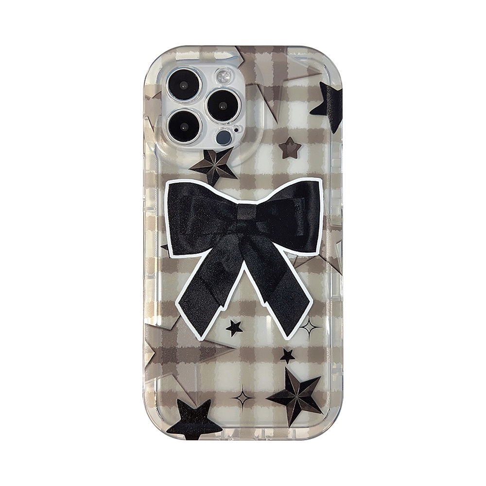 IPHONE Ins Black Bow Silicone Case Untuk Iphone14 11 12 13 PRO MAX Casing Cover Pelindung AT0266