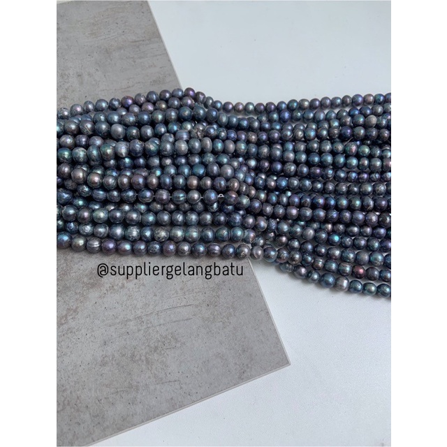 Mutiara Air Tawar Barok BLACK DIAMOND 8 x 12mm Bulat baroq pearl HITAM