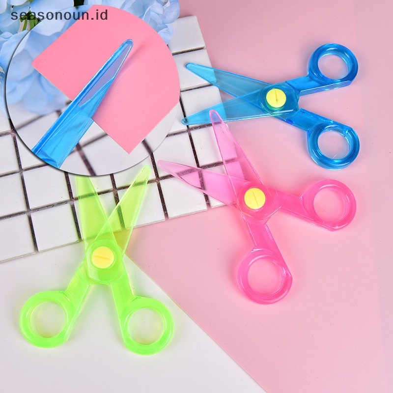 Seasonoun Quality Safety scissors Paper cutg Gunting Plastik Mainan handmade Anak.