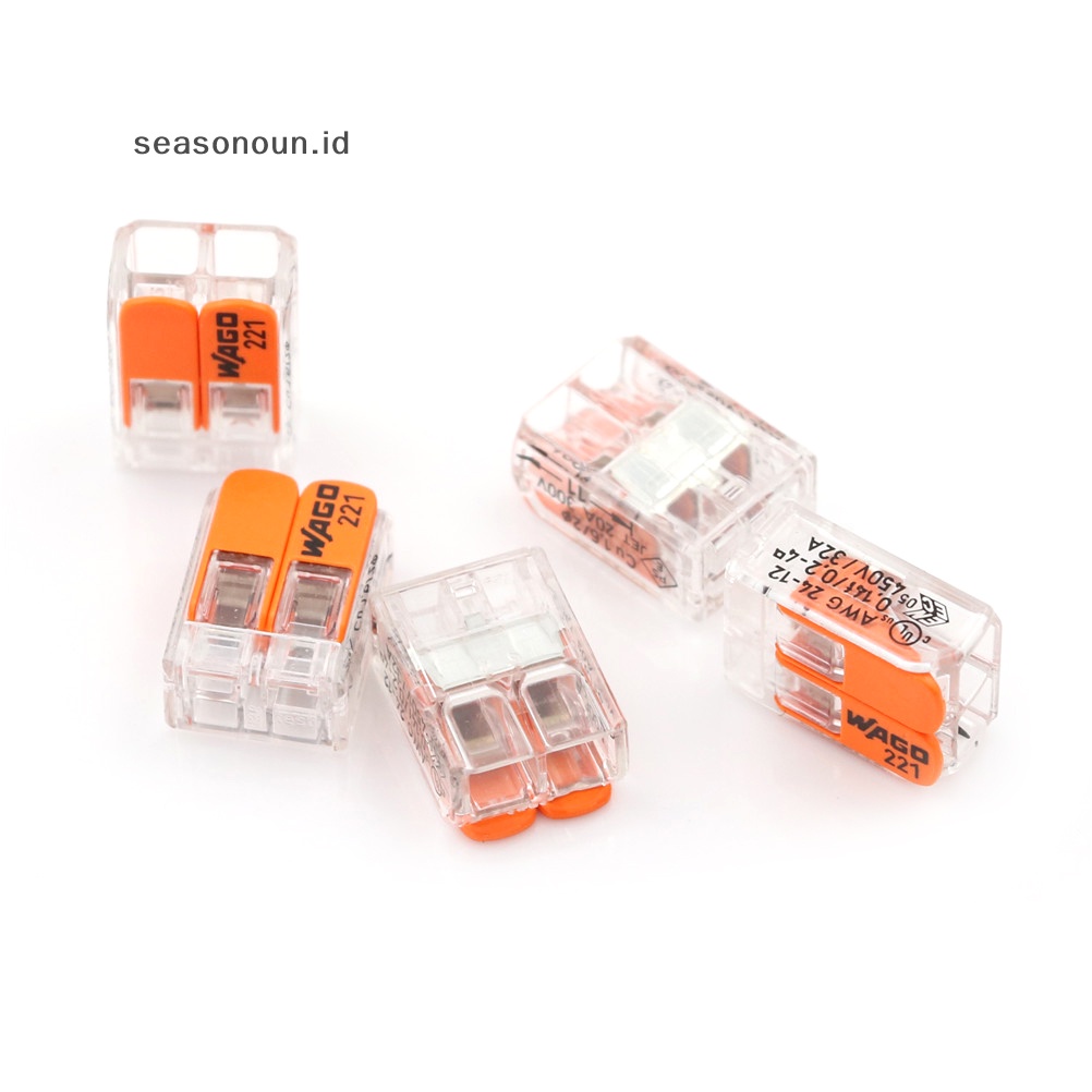 Seasonoun Hot 5Pcs Sale Wago 221-412 LEVER-NUTS 2condutor Compact Connector 10pk Kawat Tembaga Junction.
