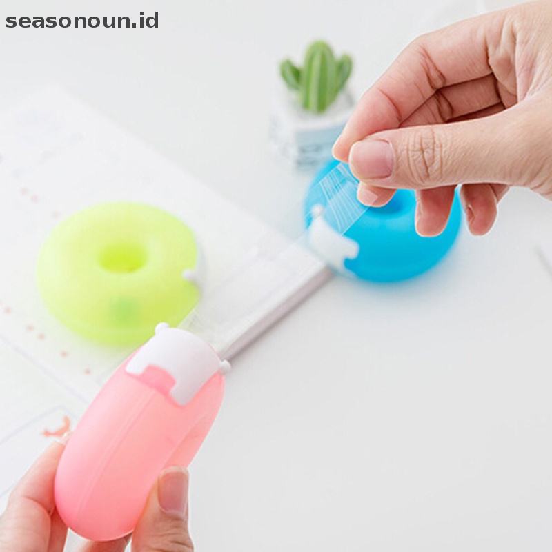 Seasonoun 1pc dispenser tape Kartun Alat Tulis portable Donat tape holder invisible tape.