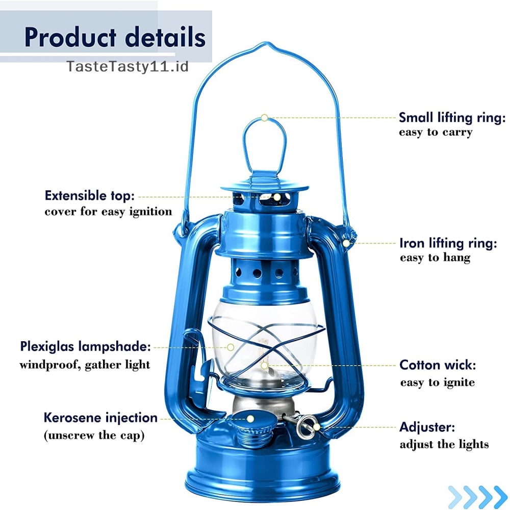 Tastetasty 19cm Retro Outdoor Camping Lampu Minyak Tanah Lentera Portabel Bronze Colored Oil Lam.
