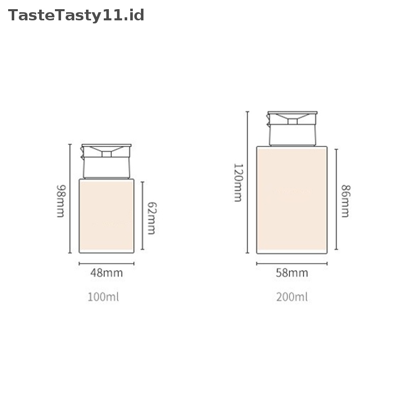Tastetasty 100ml 200ml Portable Travel Botol Isi Ulang Kosong Plastik Kutek Remover Cairan Tekan Pump Dispenser Bottle.