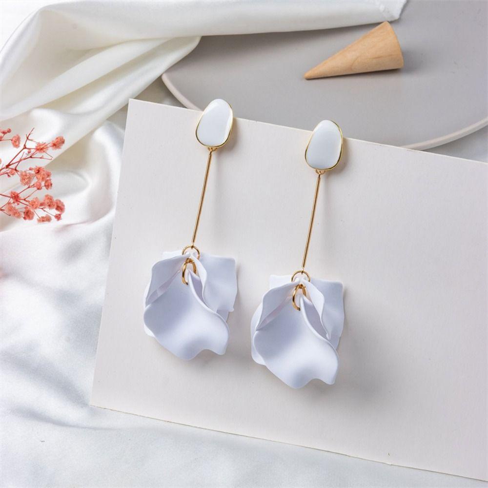 Mxbeauty Korea Anting Pesta Pernikahan Elegan Bunga Liontin Rumbai Indah Aksesoris Telinga Romantis Kelopak Drop Earrings