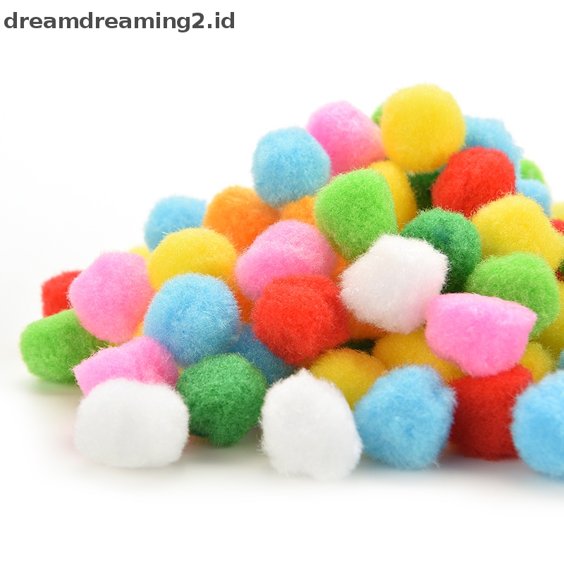 (drea) 100pcs Pom Pom Berbulu Lembut Warna Campur Untuk Kerajinan Tangan Anak 20mm 30mm 40mm//