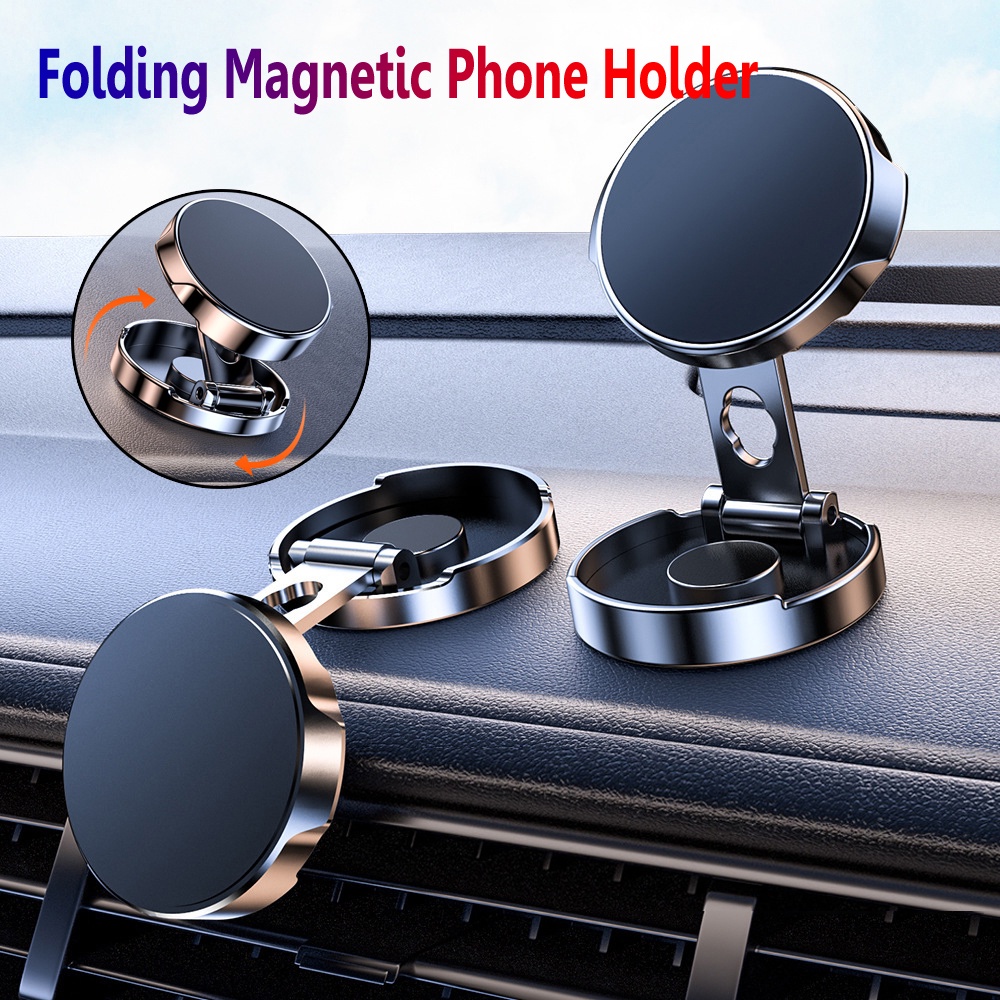 360dudukan Magnet Kuat Ponsel Holder Lipat Adjustable Ponsel Dukungan Universal Tak Terlihat Mobil Paduan Mount Perekat Dashboard GPS Bracket Aksesoris Interior Mobil