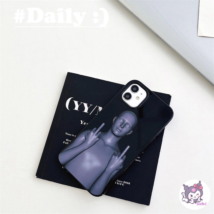 IPHONE Kompatibel Untuk Iphone14 13 12 11 Pro Max SE 2020 X Xr Xs Max8 7 6Plus Fun Black Robot Premium Silicone Phone Case Lembut Anti Jatuh Pelindung TPU Cover XJJJJ