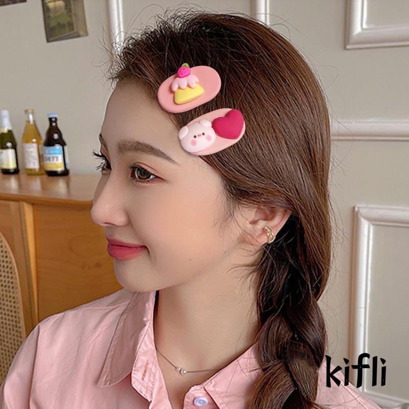 [KD] Kartun Piggy Hairpin Love Oval Jepit Rambut Lucu Manis Siswa Jepit Rambut