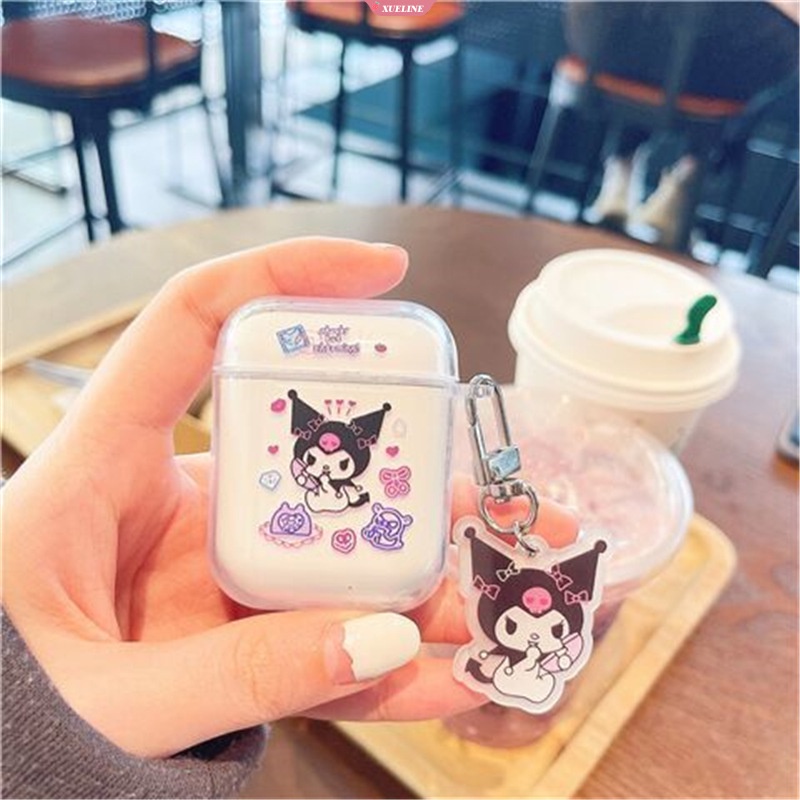 Sanrio Kuromi Airpods1/2Tingkatan Headphone Pelindung case Bluetooth Headphone cover Generasi Silikon Bening [ZXL]