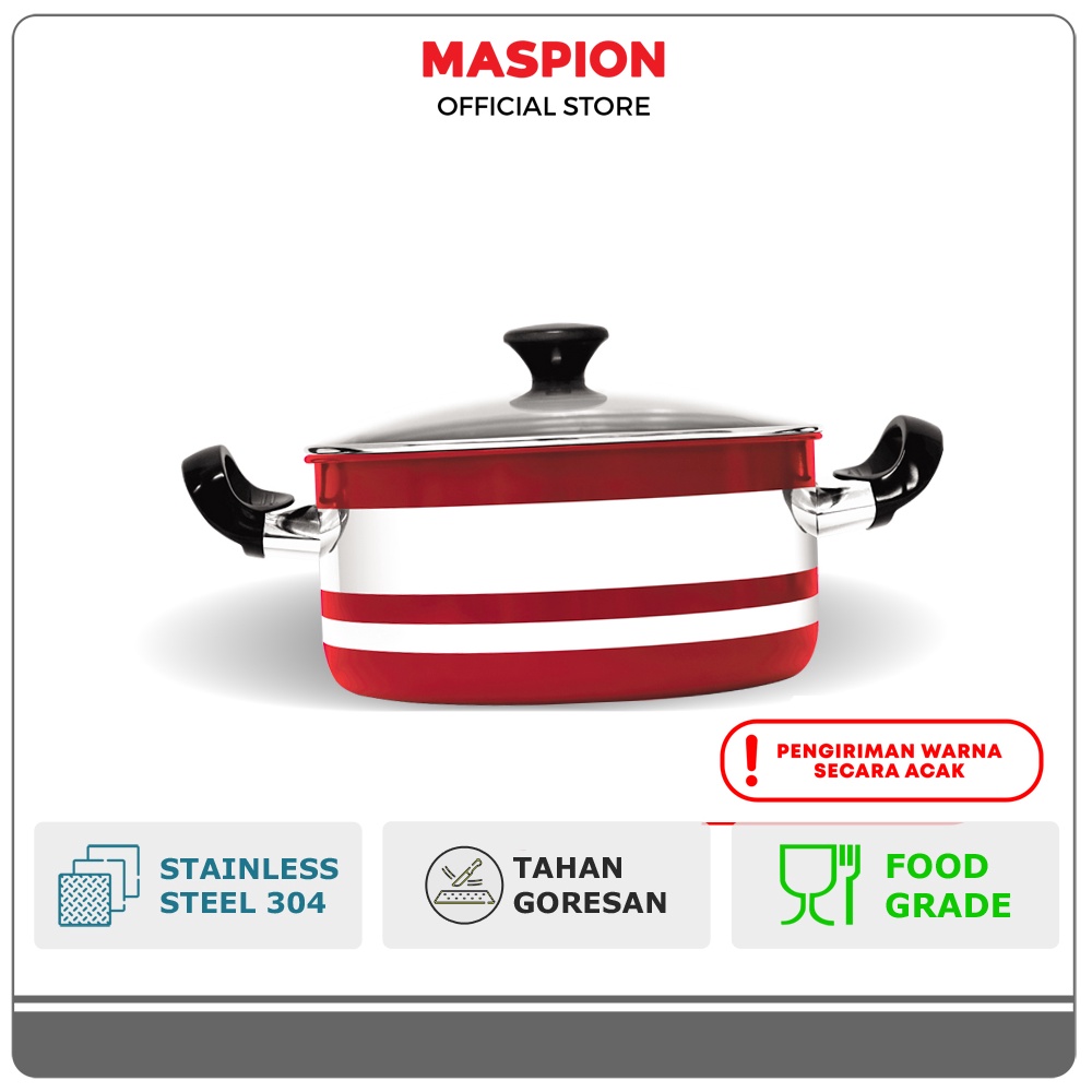 Maspion Panci Satainless Steel Colouris Dutch Oven with Glass Cover