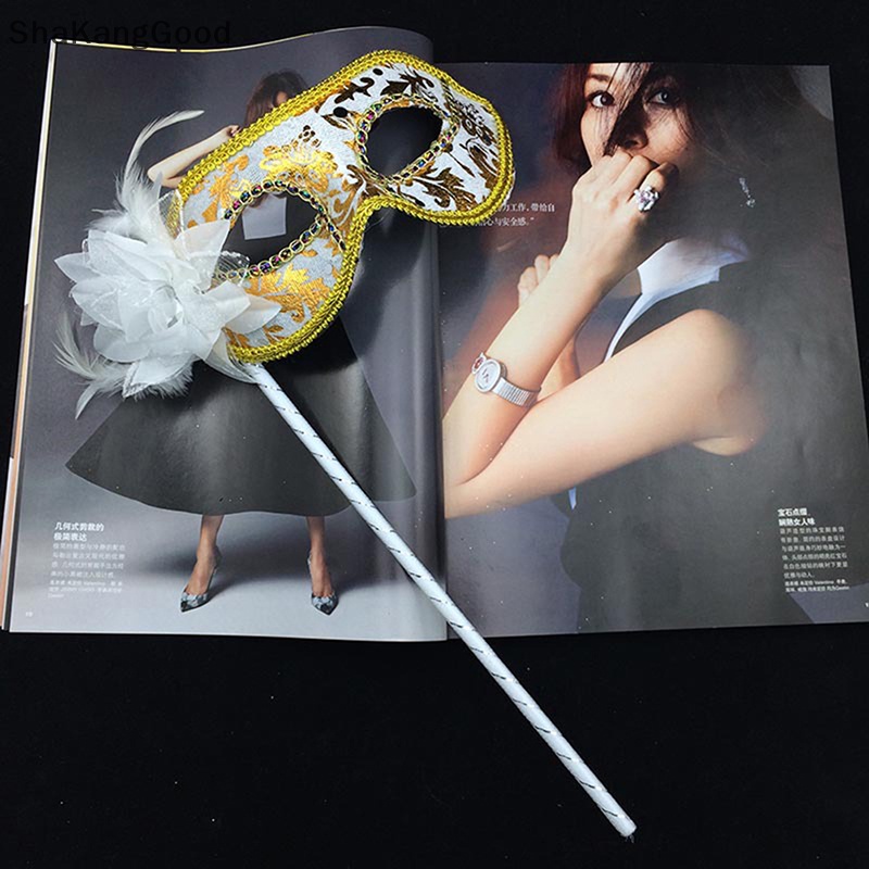 Masker Selip Venetian Masquerade Eye Mask On Stick Mardi Halloween Untuk Pesta SKK