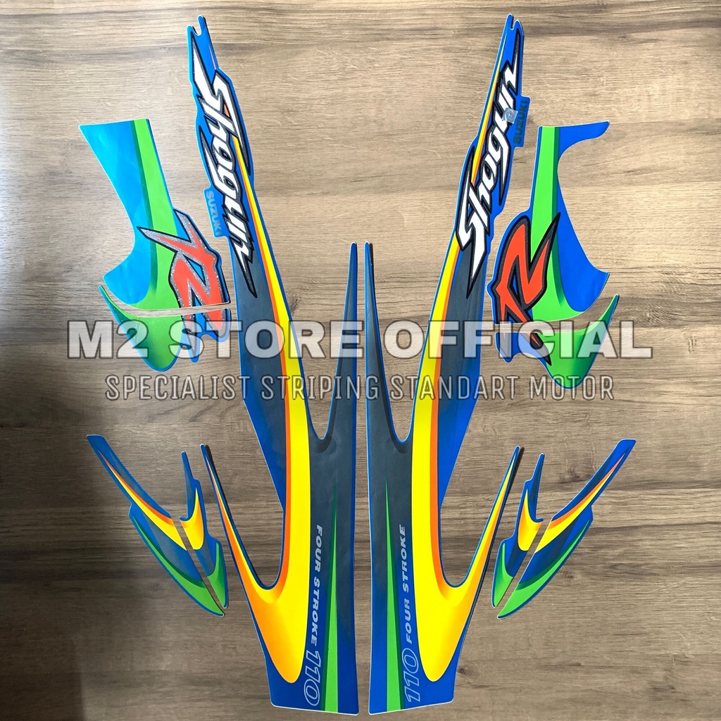 Striping stripping Suzuki Shogun shogun 110 r 2000 2001 warna biru full sticker stiker list body mot