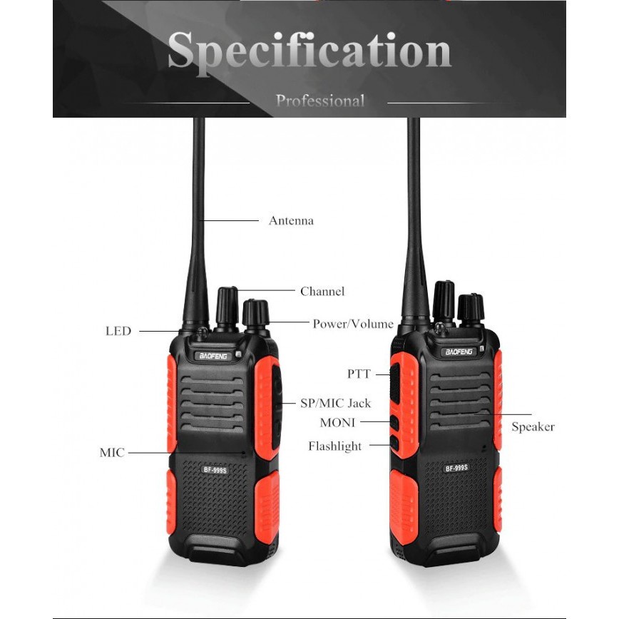 190 HT BF-999s Walkie Talkie Single Band 5W Two-Way Radio