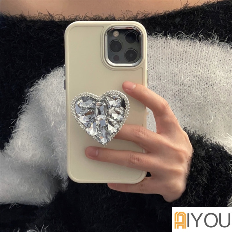 IPHONE Bling Bling 3D Heart Diamond Phone Case Untuk Iphone14 7 8plus11 12 13 14 Pro MAX 12Pro X XR XS MAX SE 2020 2022 Case Matte Permen Cair Silikon Lembut Pelindung Shockproof Back Cover