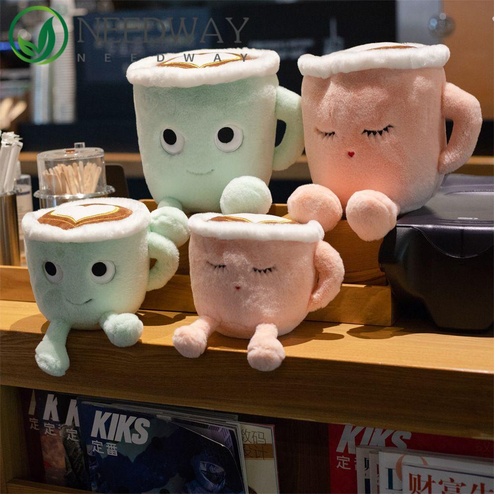 Needway   Cangkir Kopi Mainan Mewah Boneka Kawaii Plushie Lucu Cangkir Kopi Berbentuk Cangkir Kopi Boneka Mainan Lembut Jepang Matcha