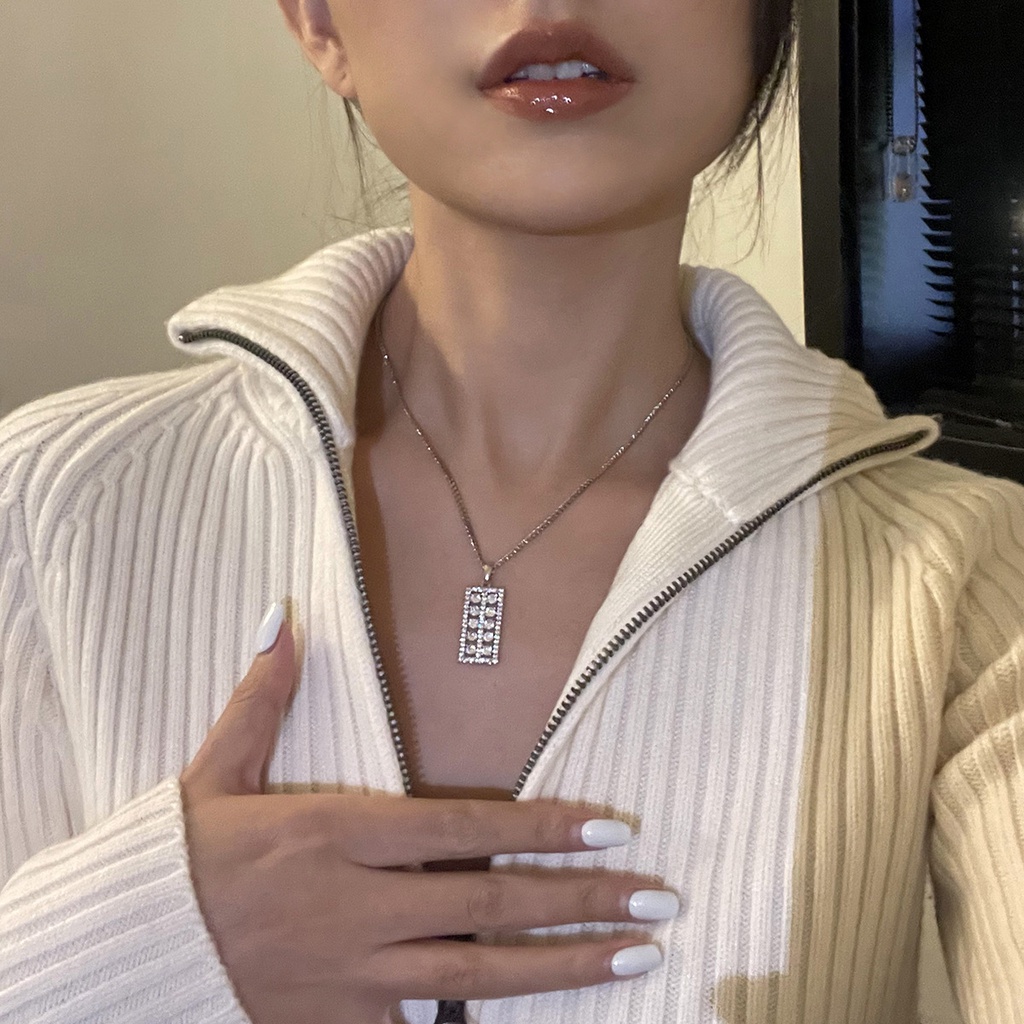 Goldkingdom Fashion Perhiasan Aksesoris Ready Stock Berlian Penuh Beruntung Sempoa Liontin Sweater Kalung Kepribadian Perempuan Hiasan Leher