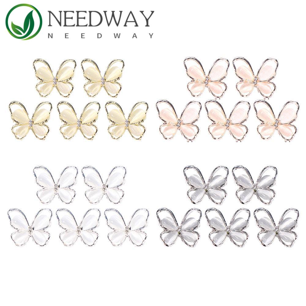 Needway   Butterfly Nail Art Dekorasi Korea Fashion Ins Style Mata Kucing Batu Cat Eye Nail Drill