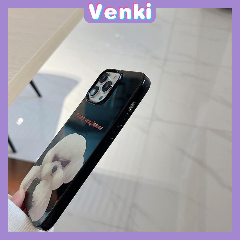 VENKI - For iPhone 11 iPhone Case Black Glossy TPU Soft Case Shockproof Protection Camera Cute Sunglasses Dog Compatible with iPhone 14 13 Pro max 12 Pro Max xr xs max 7Plus 8Plus