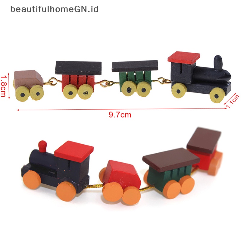 {Cantik} 1per12rumah Boneka Miniatur Mainan Dicat Lucu Kereta Set~