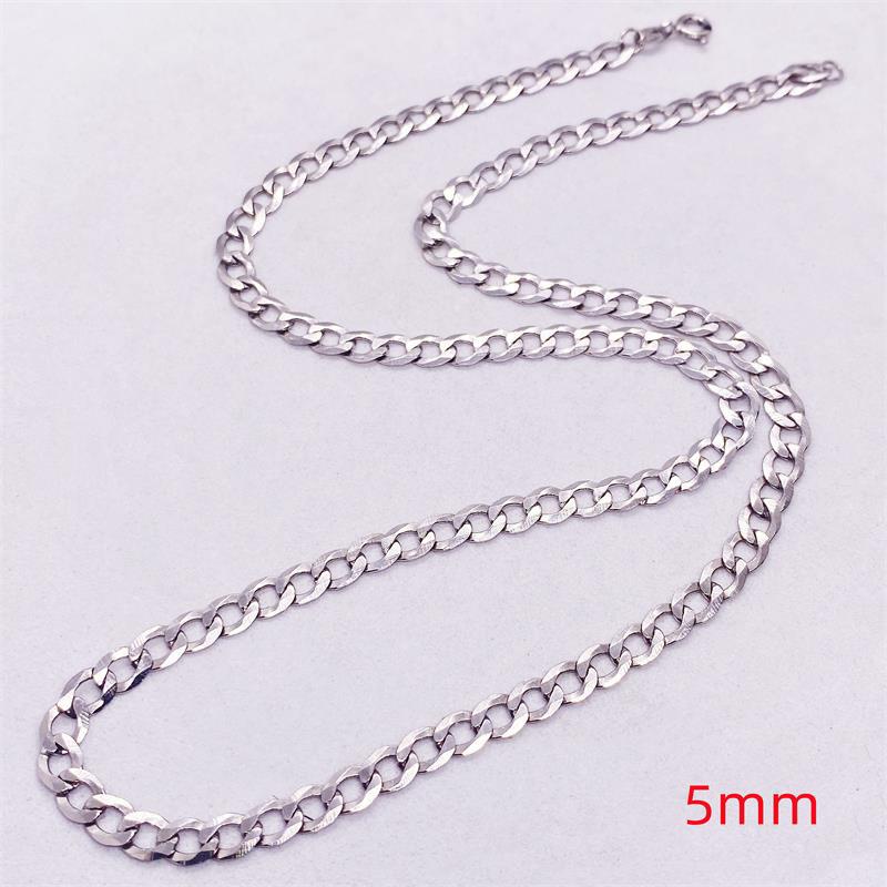 S925 Sterling Silver Kalung Sederhana Fashion Pria Rantai Samping Kuba Cambuk Rantai Liontin Rantai Tebal Fashion Kerah Rantai