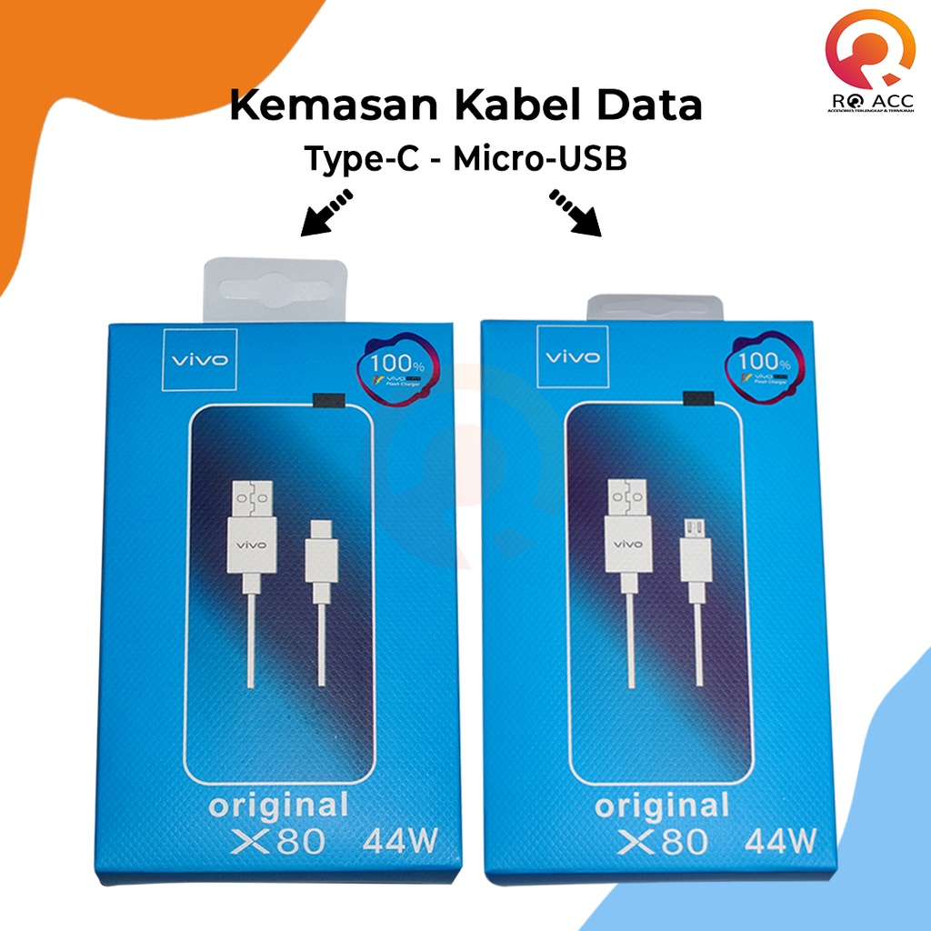 [RO ACC] KABEL DATA VIVO 44W X80 MICRO USB / TYPE C SUPER FAST CHARGING ORIGINAL