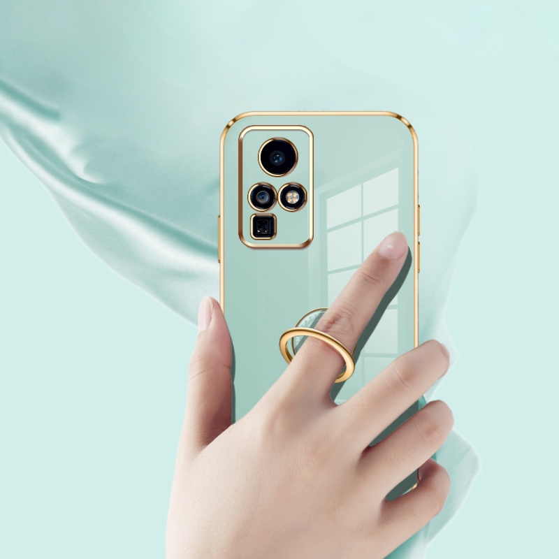 Andyh Casing Ponsel Silikon Ultra Tipis Untuk Infinix Zero X Pro Zero X Neo X6810 X6811 X6811B Deluxe Fall Protection Gold Band Dengan Jam Cincin Dan Lanyard Gratis